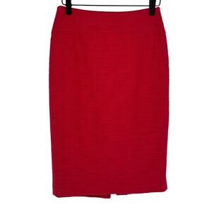 Anthropologie Moulinette Soeurs Textured Red Pencil Skirt Knee Length Office 0